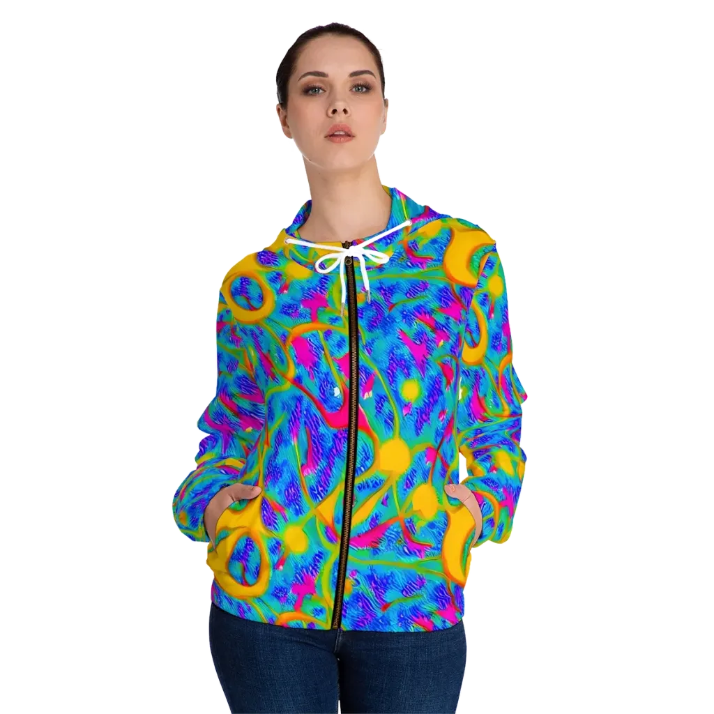 Vivid Mirage on Women's Full-Zip Hoodie — Front On Person