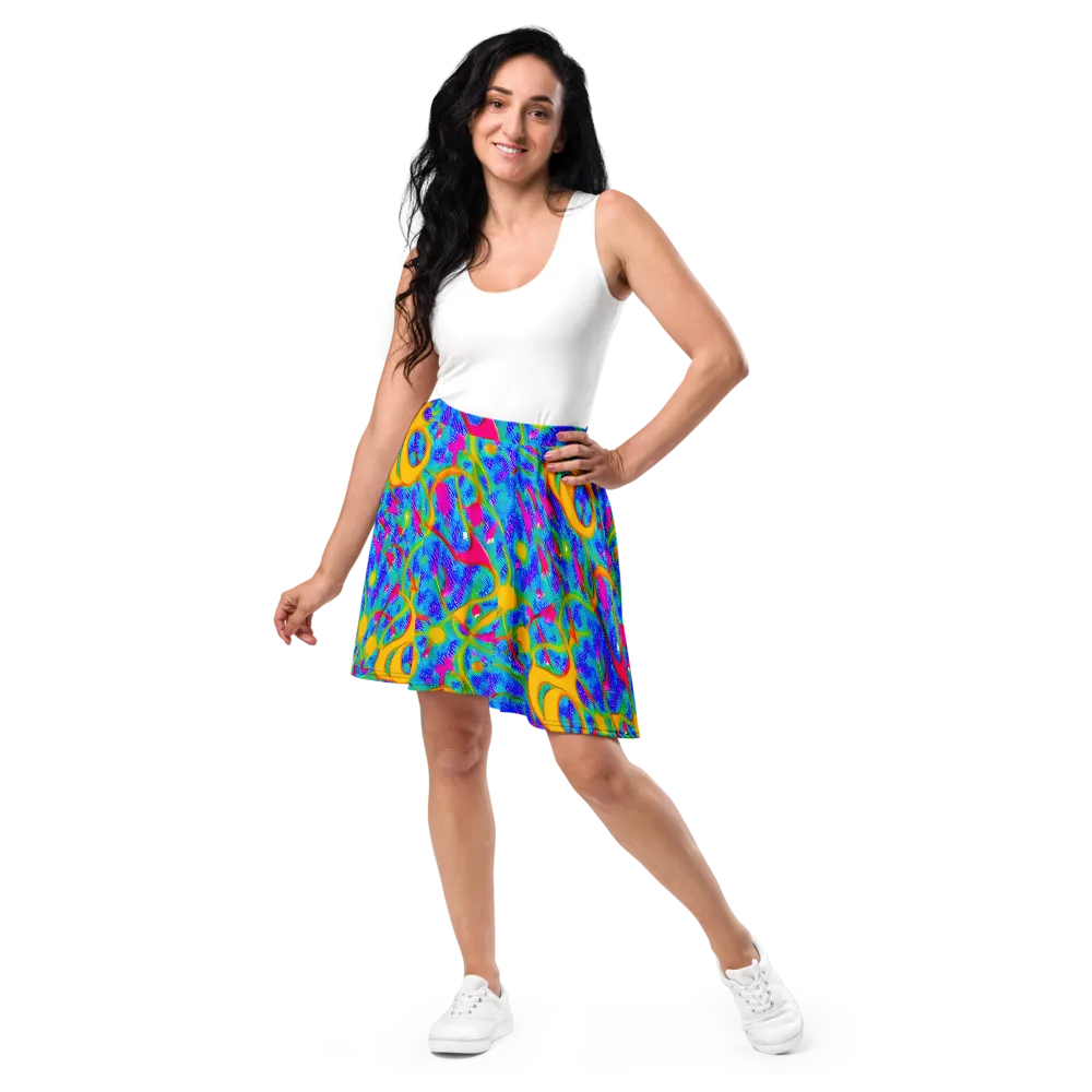 Vivid Mirage on Skater Skirt — Front