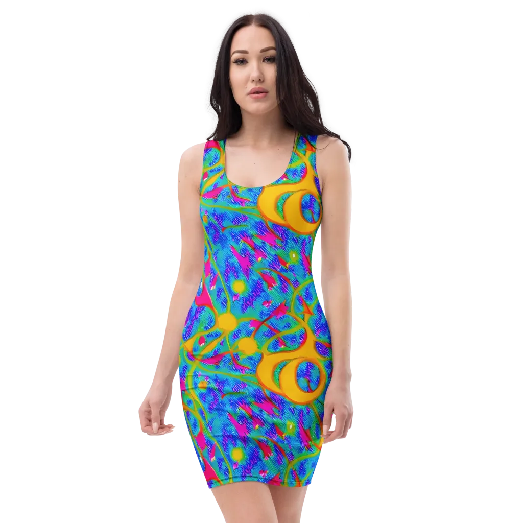 Vivid Mirage on Bodycon Dress — Front