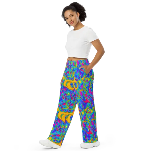 Vivid Mirage on a Wide-Leg Pants