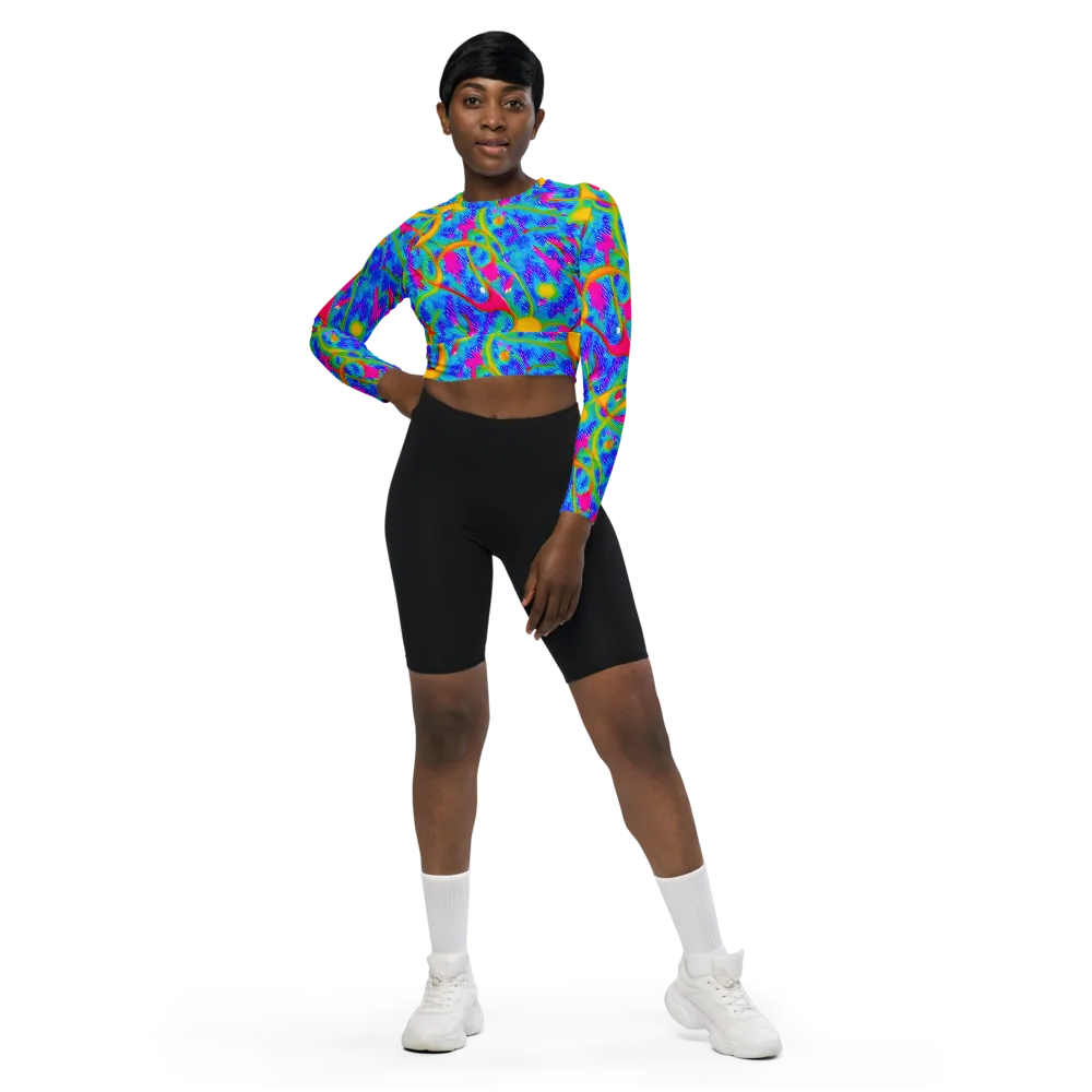 Vivid Mirage on Long Sleeve Crop Top — Front
