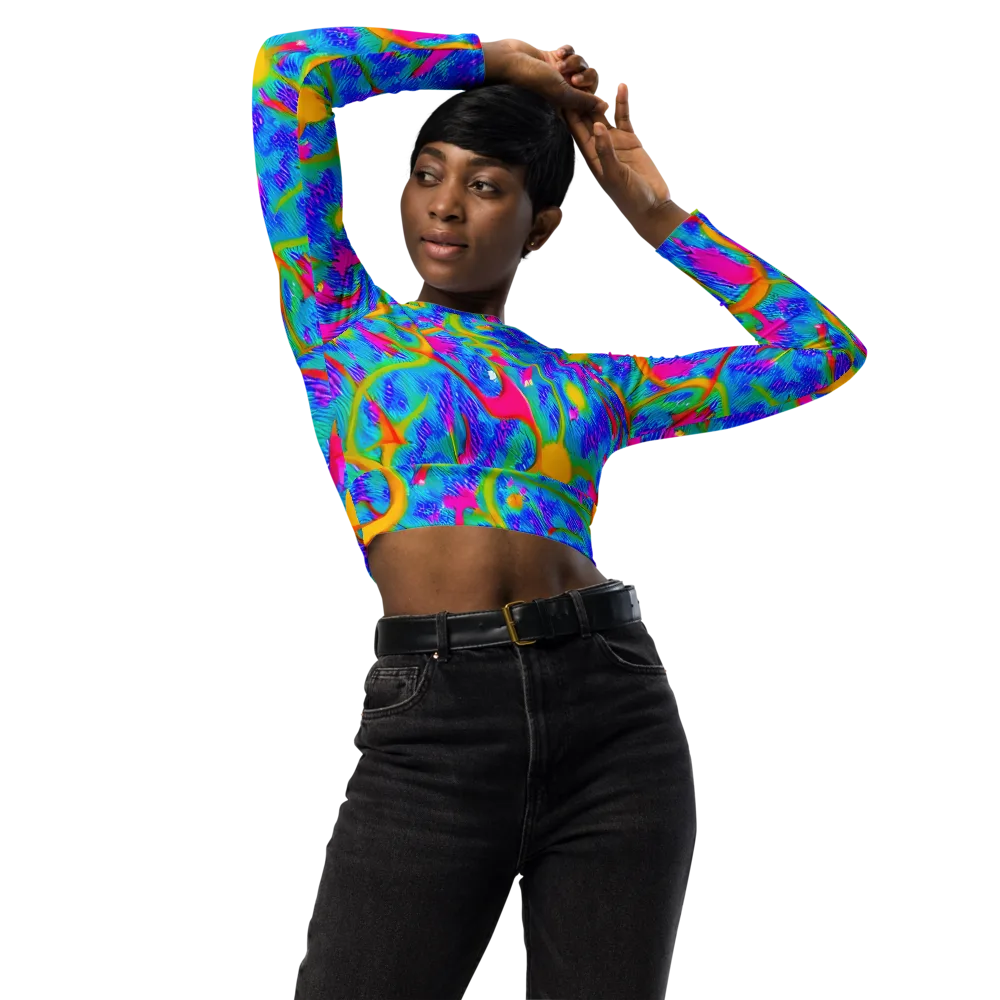 Vivid Mirage on Long Sleeve Crop Top — Front