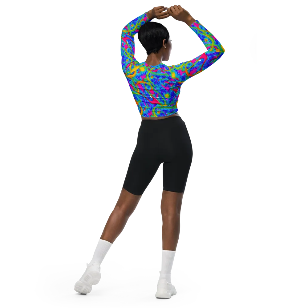 Vivid Mirage on Long Sleeve Crop Top — Back