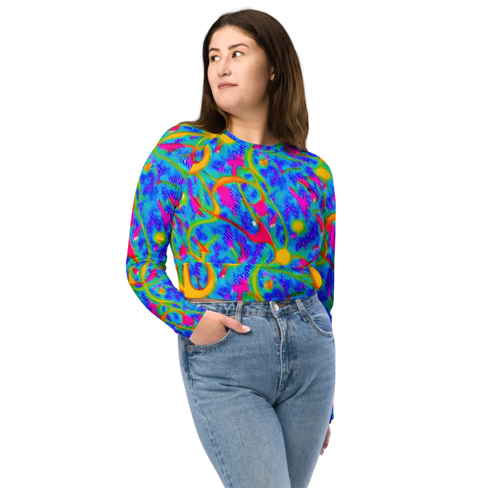Vivid Mirage on Long Sleeve Crop Top — Front