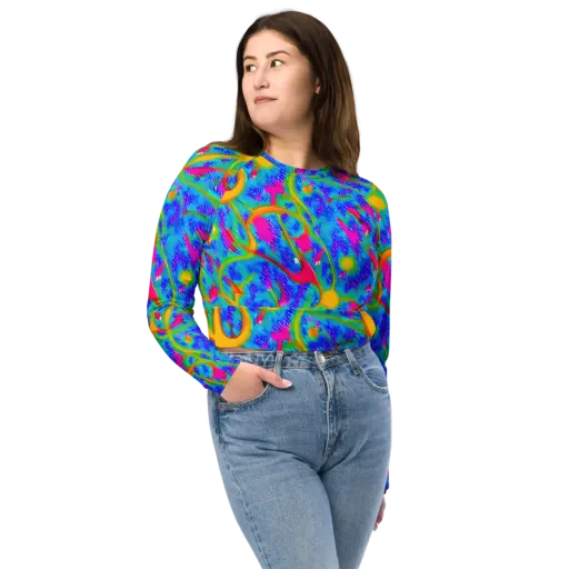 Vivid Mirage on a Long Sleeve Crop Top