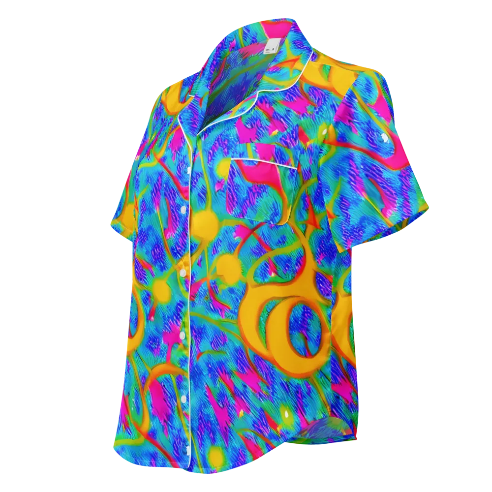 Vivid Mirage on Women's Short Sleeve Pajama Top — Left Front