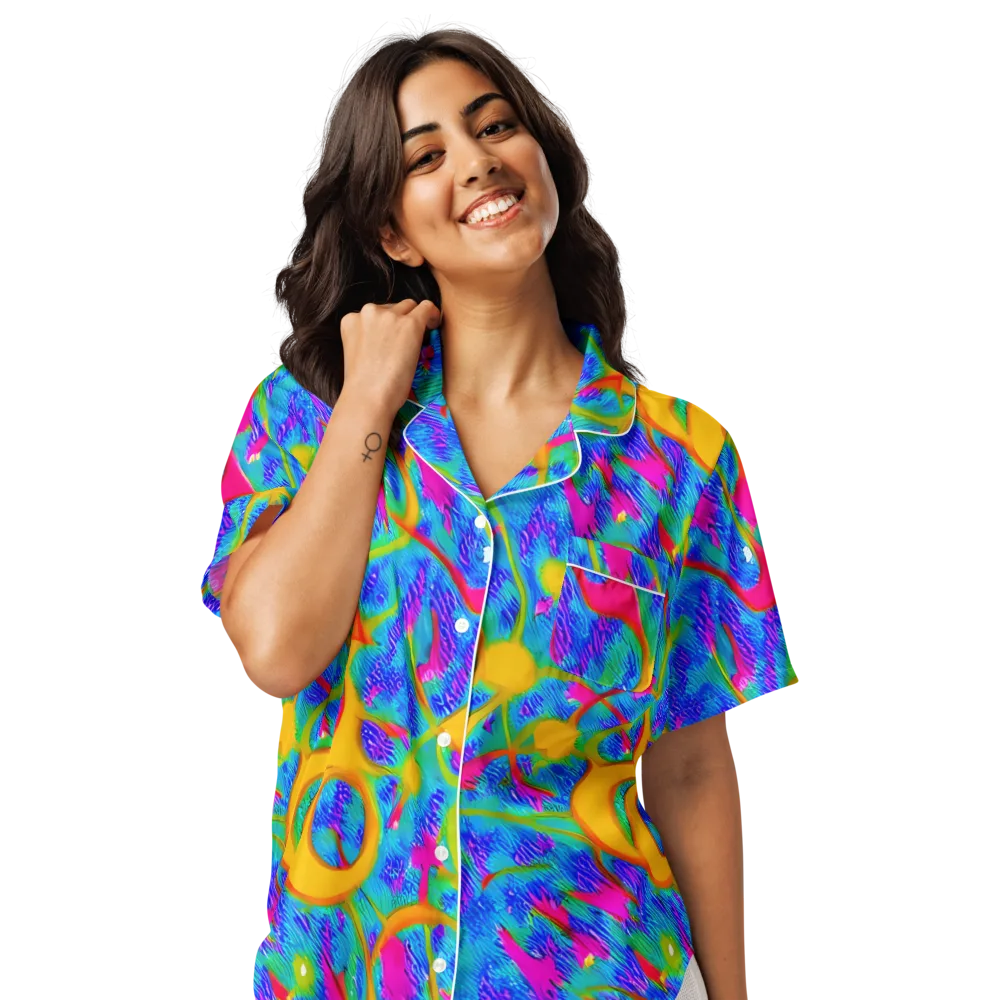 Vivid Mirage on Women's Short Sleeve Pajama Top — Front