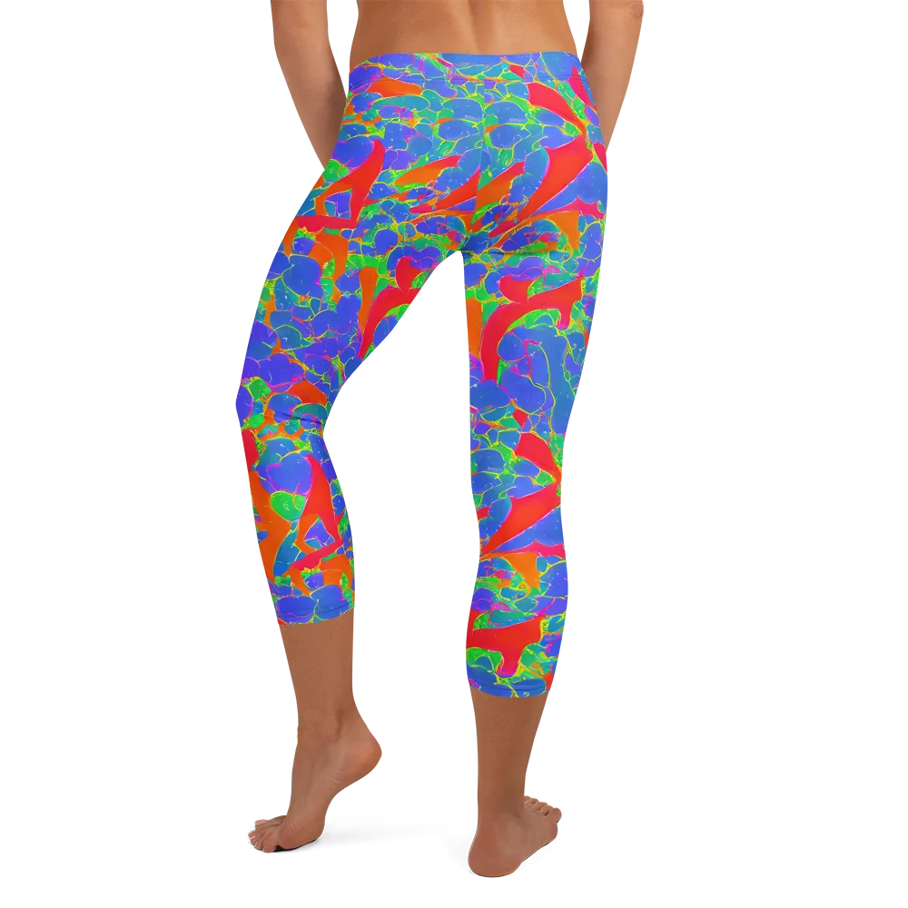 Ultraviolet Shards on Capri Leggings — Back