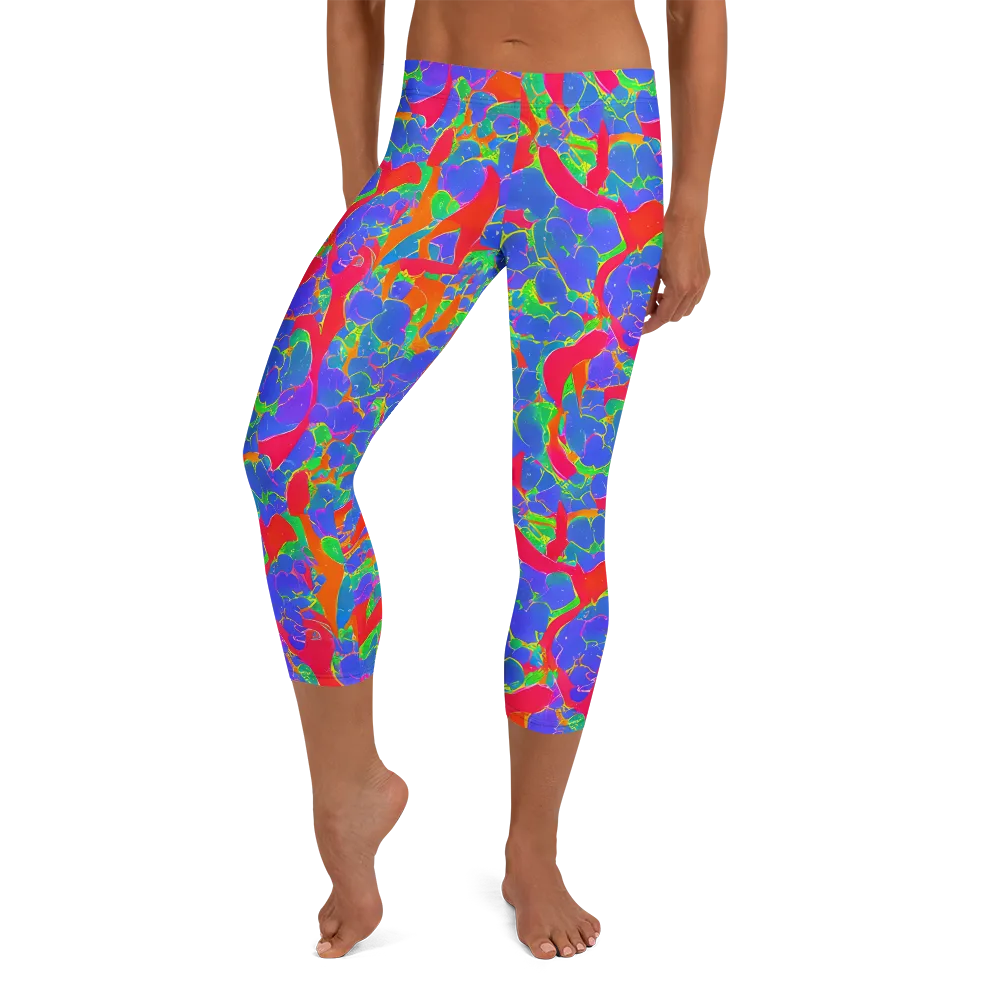 Ultraviolet Shards on Capri Leggings — Front