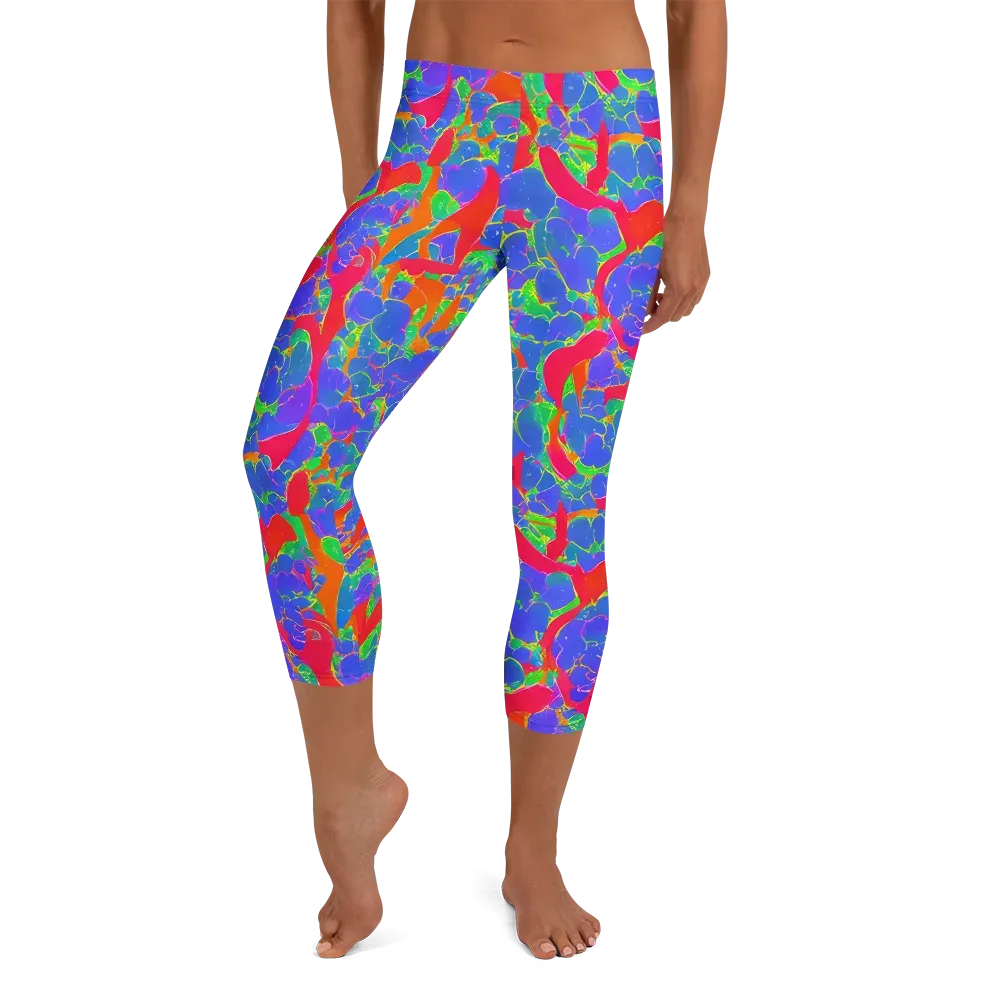 Ultraviolet Shards on Capri Leggings — Front