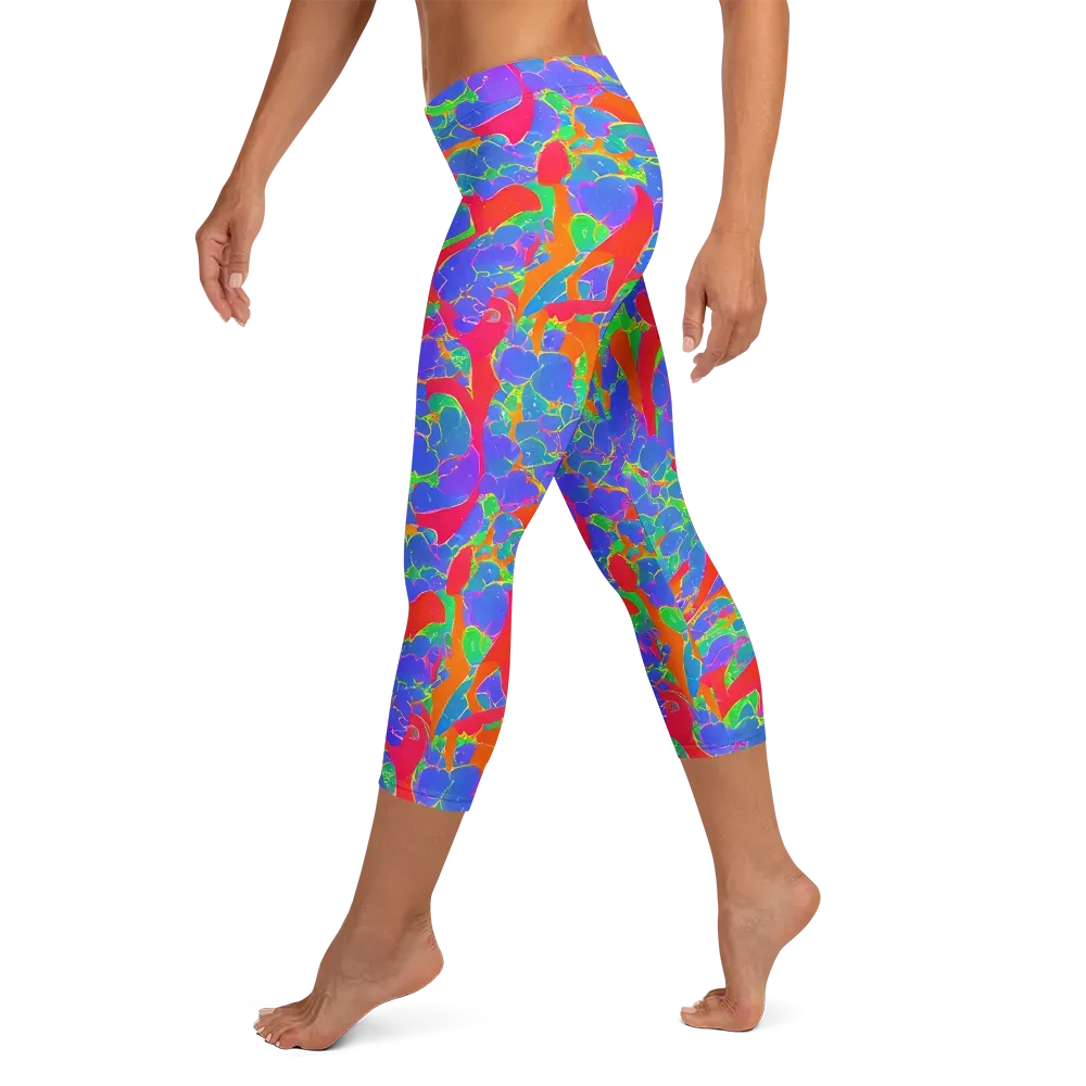 Ultraviolet Shards on Capri Leggings — Left