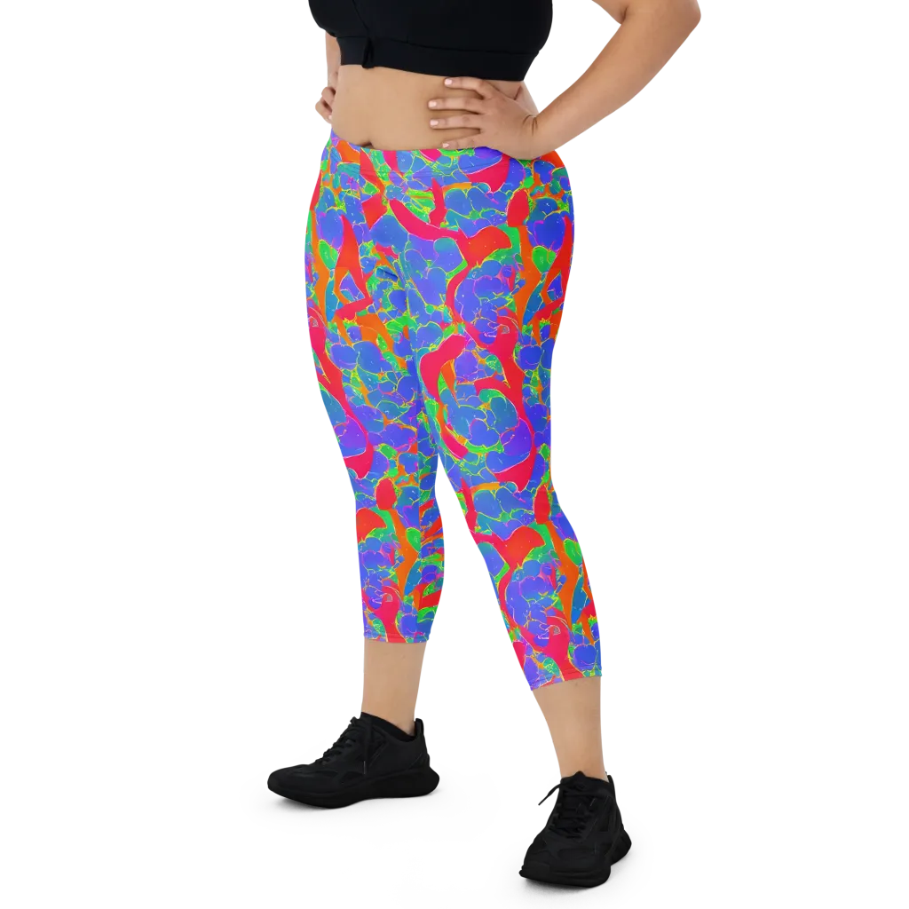 Ultraviolet Shards on Capri Leggings — Front