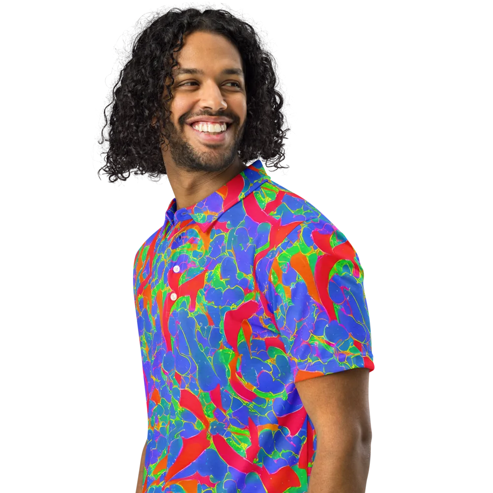 Ultraviolet Shards on Men's Slim Fit Polo Shirt — Left Front