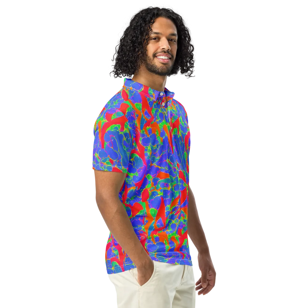Ultraviolet Shards on Men's Slim Fit Polo Shirt — Right Front