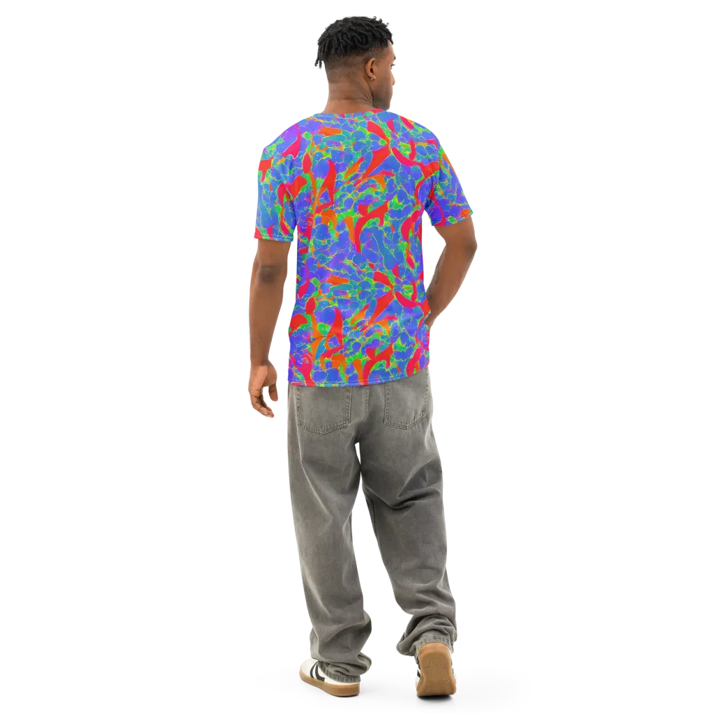 Ultraviolet Shards on Men's Cotton Crew Neck T-Shirt — Back