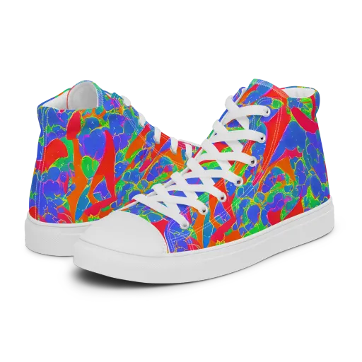 Ultraviolet Shards on a Men's High Top Canvas Shoes