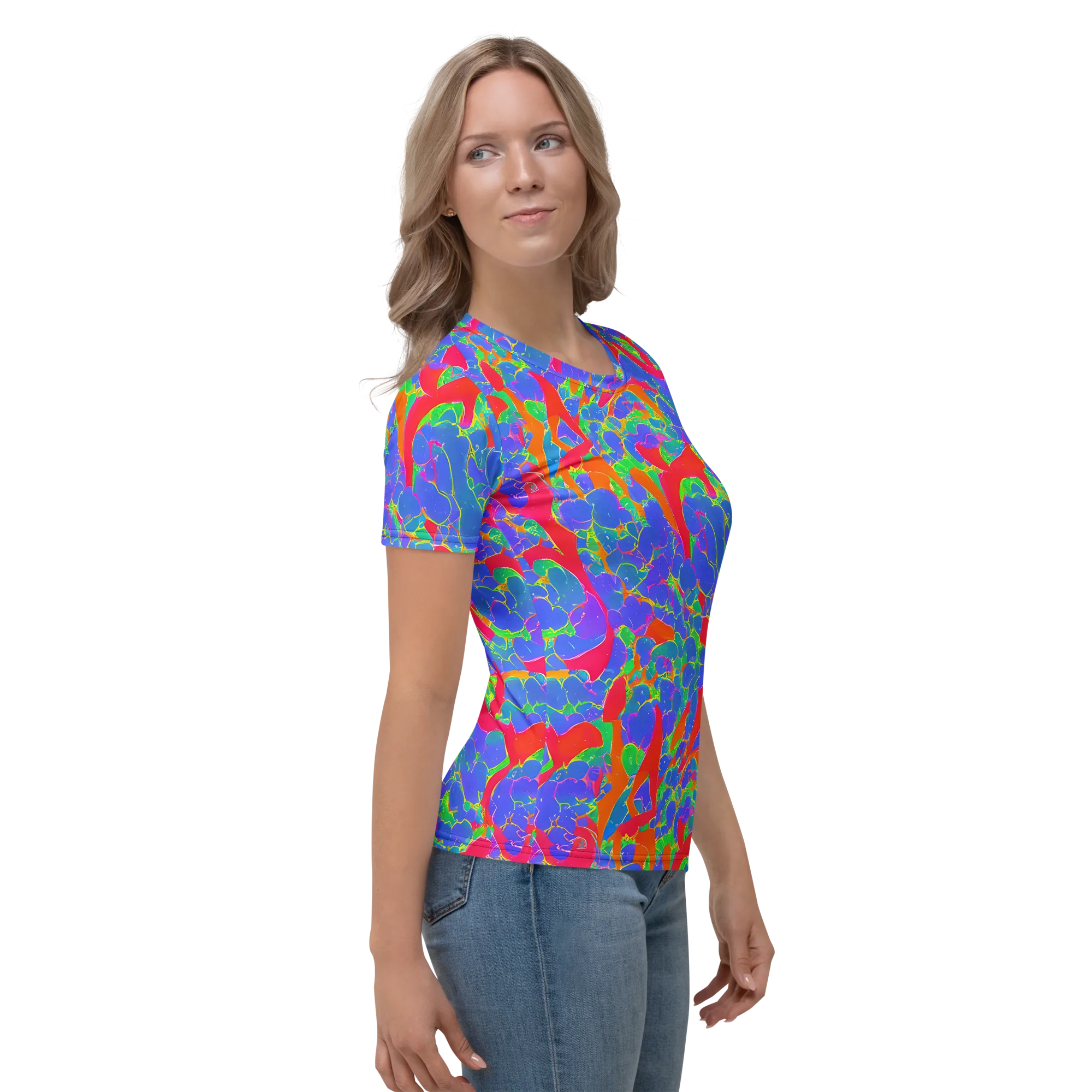 Ultraviolet Shards on Women's Crew Neck T-Shirt — Right