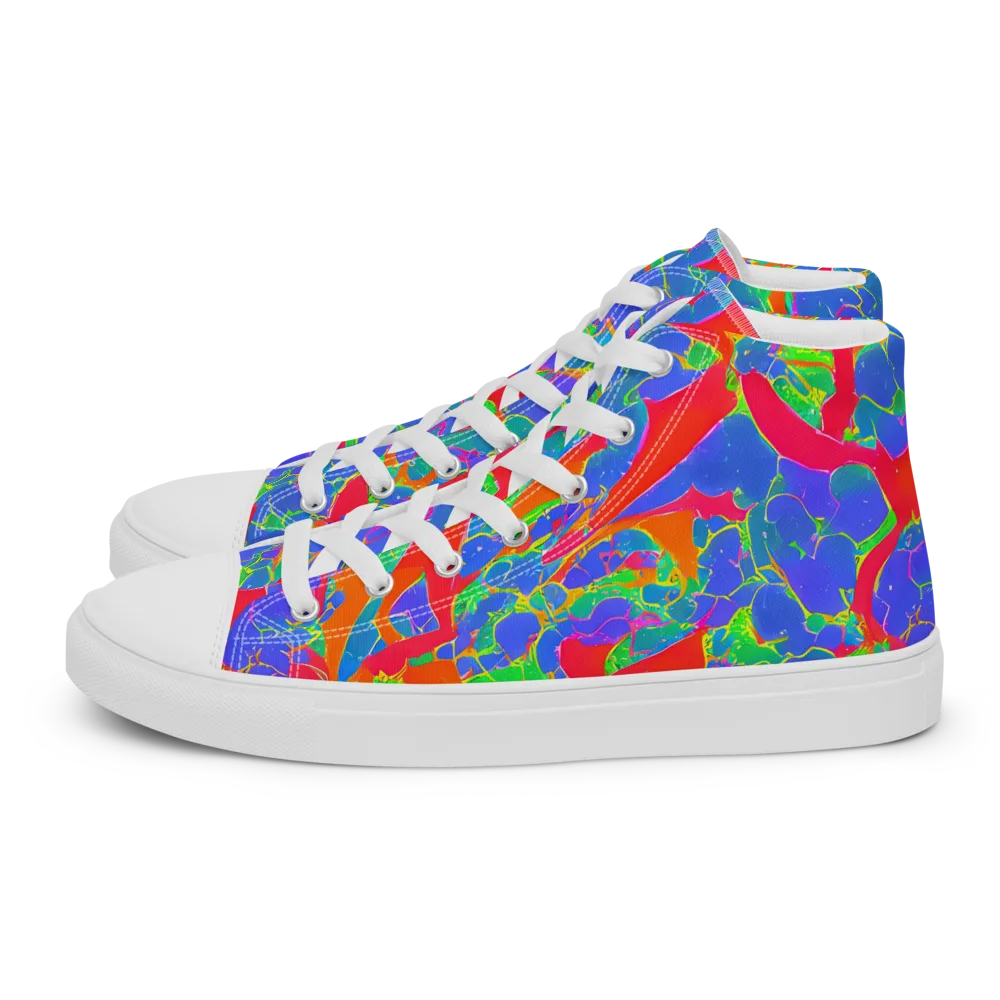 Ultraviolet Shards on Women's High Top Canvas Shoes — Left