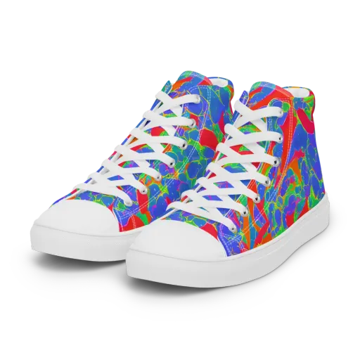 Ultraviolet Shards on a Women's High Top Canvas Shoes