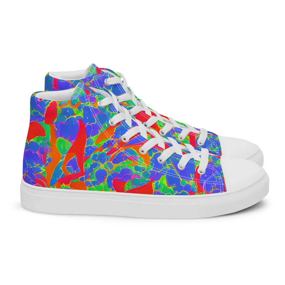 Ultraviolet Shards on Women's High Top Canvas Shoes — Right