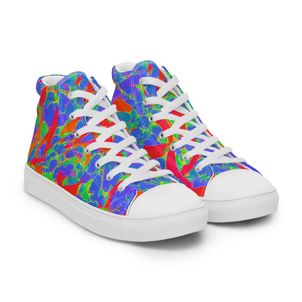 Ultraviolet Shards on Women's High Top Canvas Shoes — Right Front