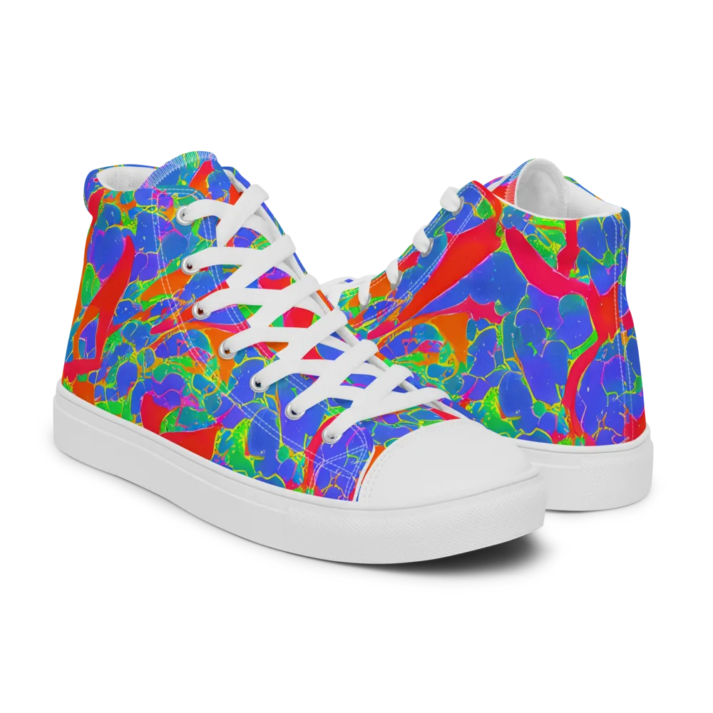 Ultraviolet Shards on Women's High Top Canvas Shoes — Right