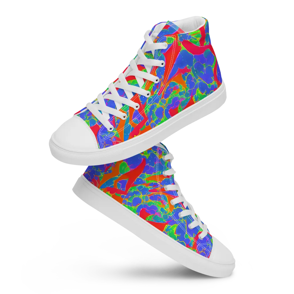 Ultraviolet Shards on Women's High Top Canvas Shoes — Front