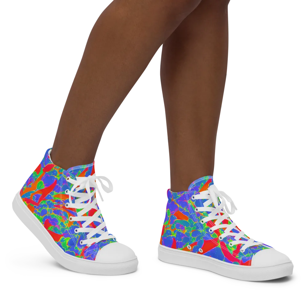 Ultraviolet Shards on Women's High Top Canvas Shoes — Right