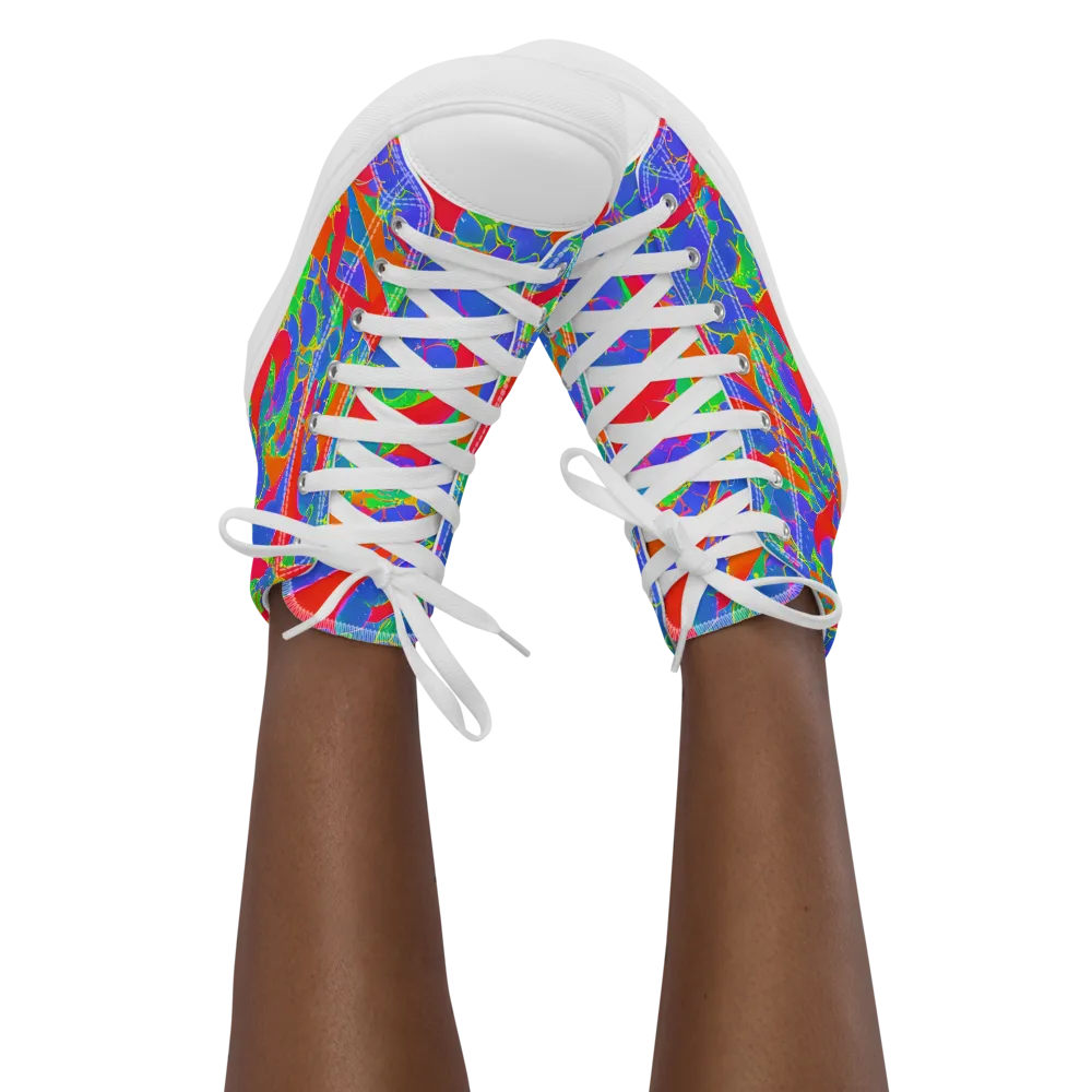Ultraviolet Shards on Women's High Top Canvas Shoes — Front