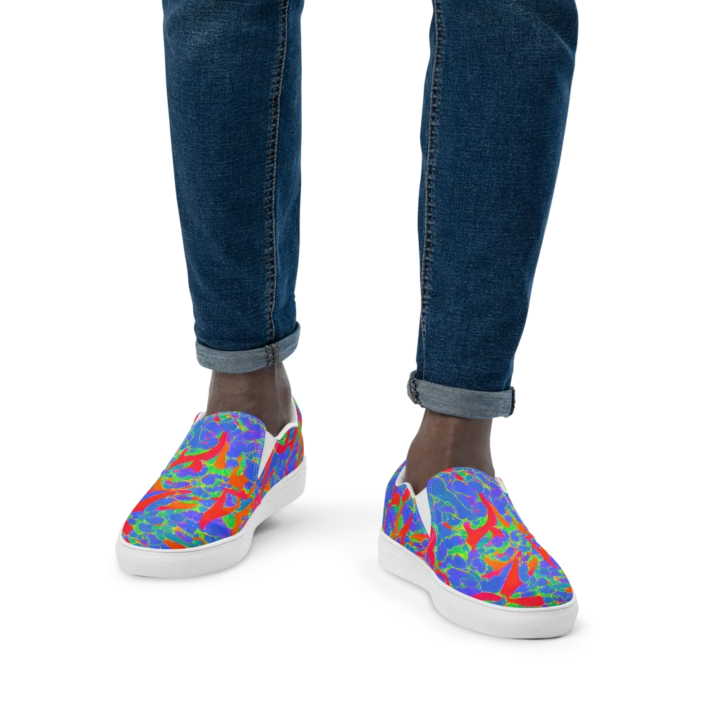 Ultraviolet Shards on Men's Slip-On Canvas Shoes — Front