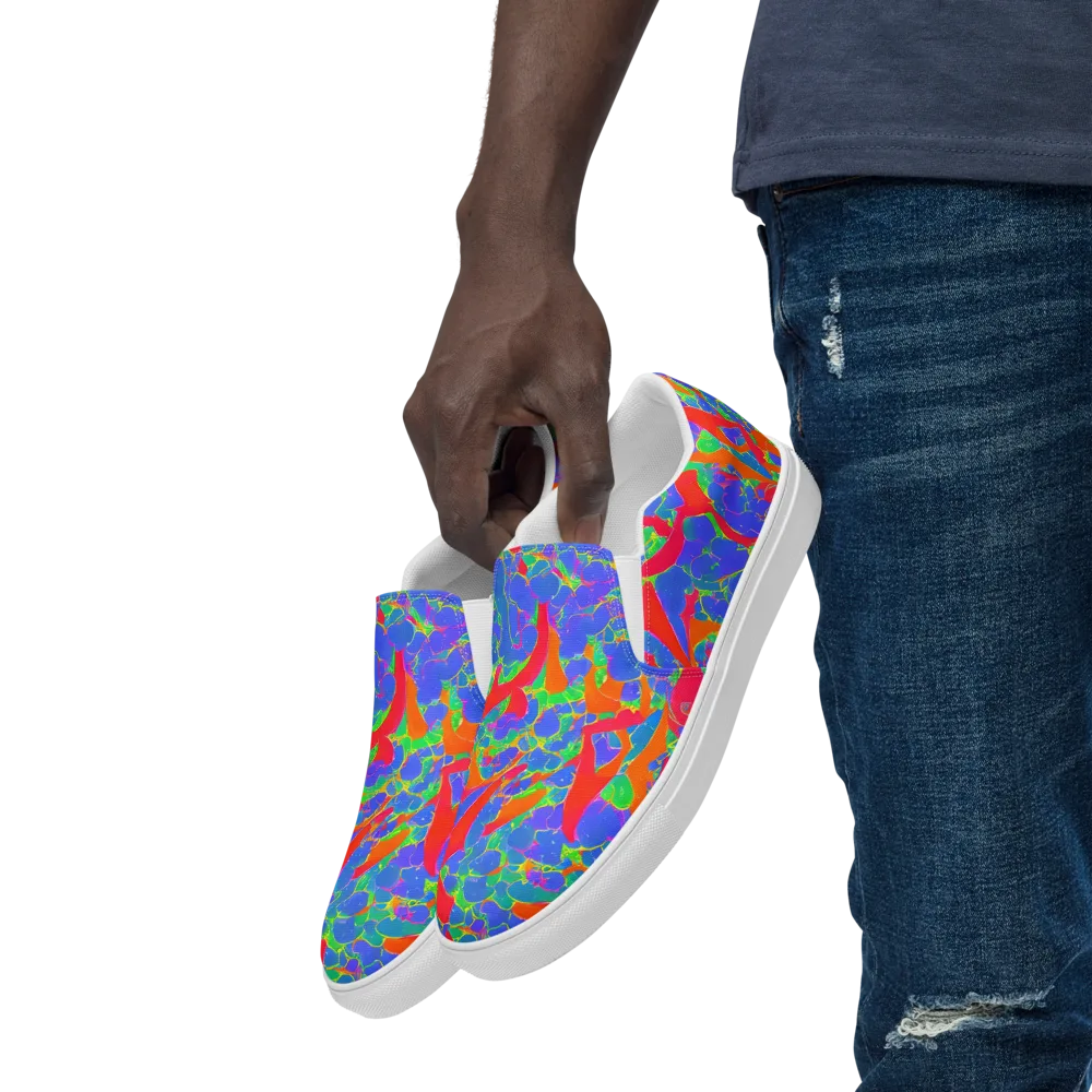 Ultraviolet Shards on Men's Slip-On Canvas Shoes — Left Front