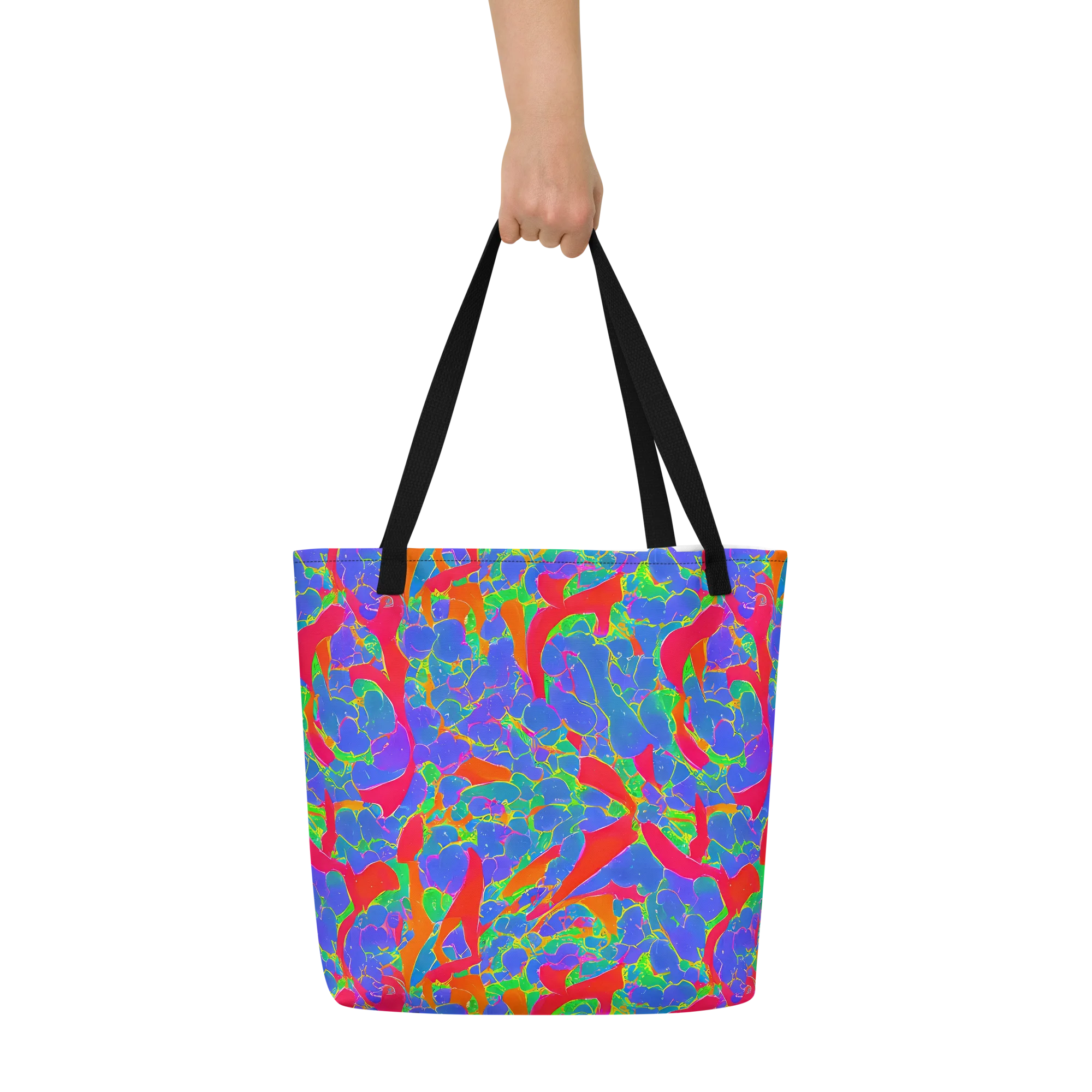 Ultraviolet Shards on Large Tote Bag W/ Pocket — Front