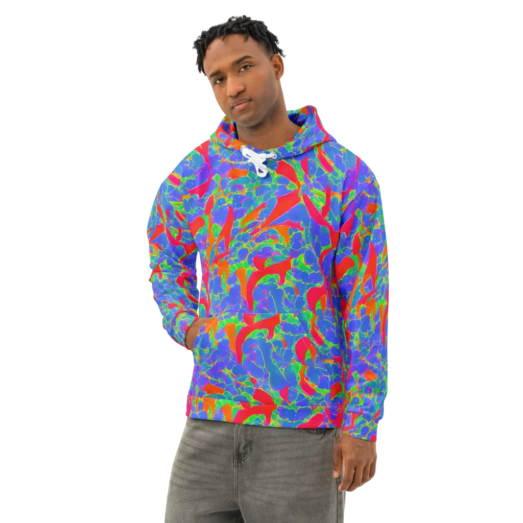 Ultraviolet Shards on Cotton Hoodie — Left Front