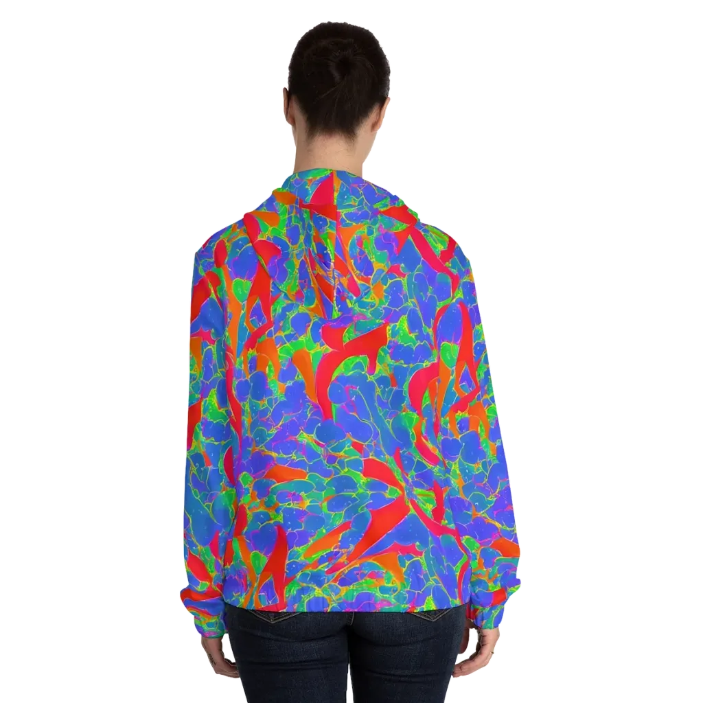 Ultraviolet Shards on Women's Full-Zip Hoodie — Back On Person