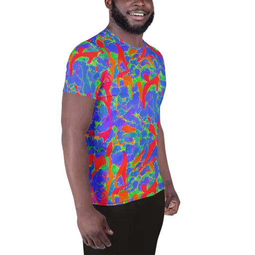 Ultraviolet Shards on a Men's Athletic T-Shirt