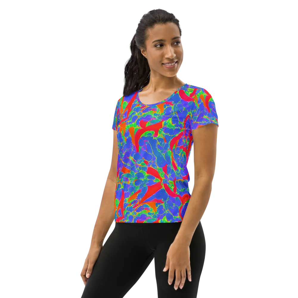 Ultraviolet Shards on Women's Athletic T-Shirt — Left