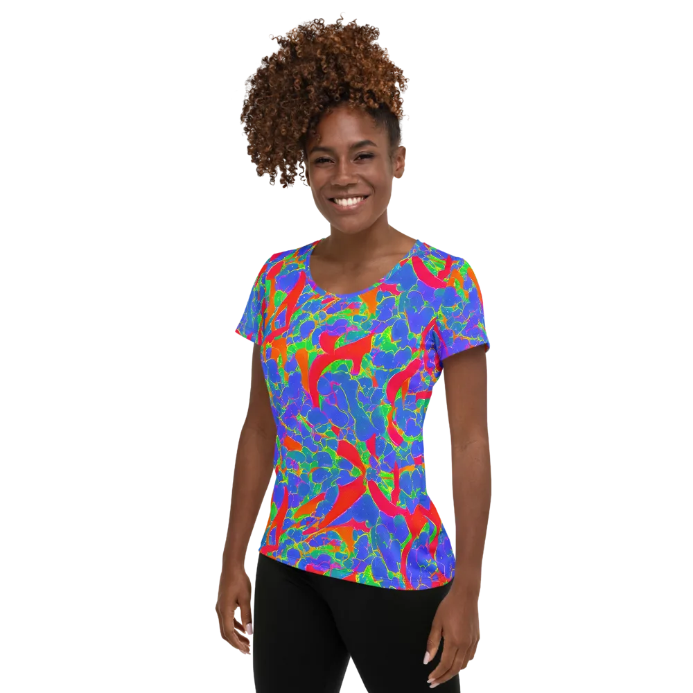 Ultraviolet Shards on Women's Athletic T-Shirt — Left