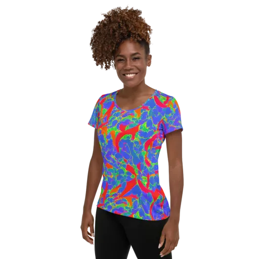 Ultraviolet Shards on a Women's Athletic T-Shirt