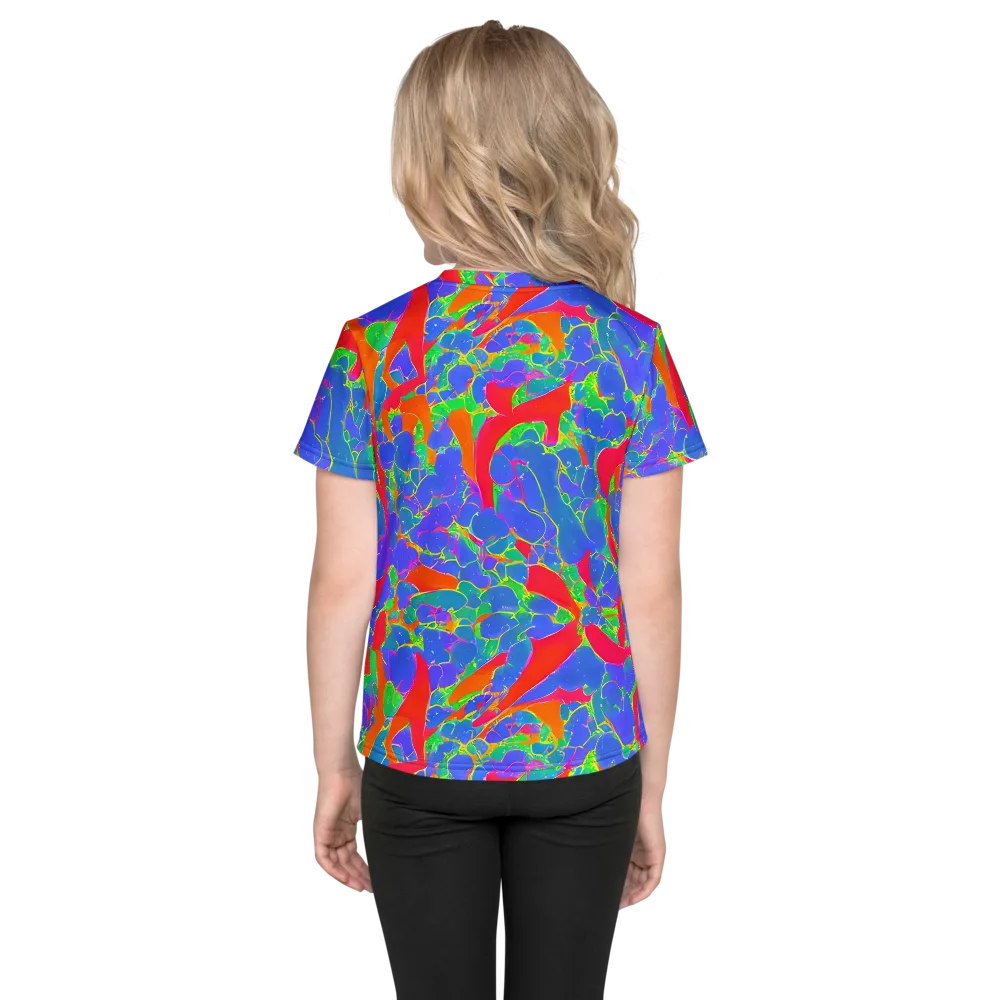 Ultraviolet Shards on Kids Crew Neck T-Shirt — Back