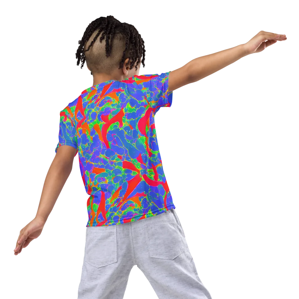 Ultraviolet Shards on Kids Crew Neck T-Shirt — Back