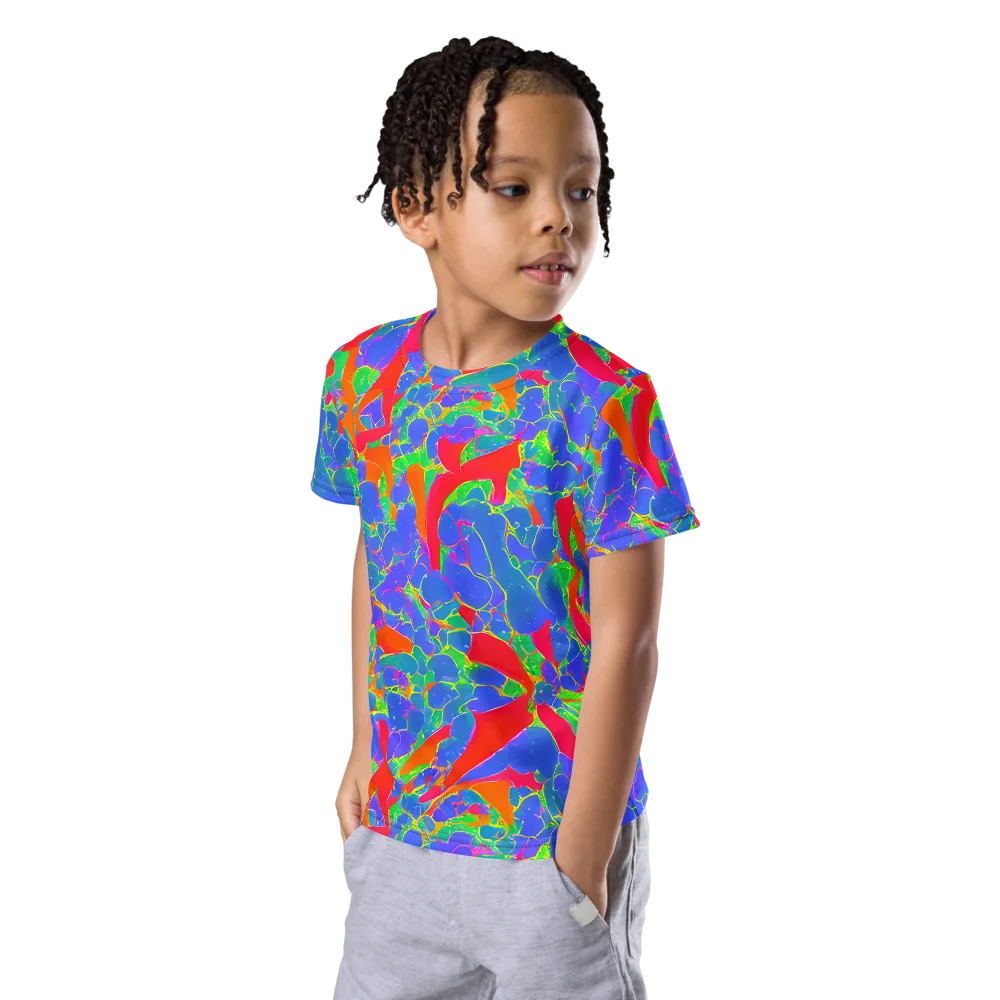 Ultraviolet Shards on Kids Crew Neck T-Shirt — Left Front