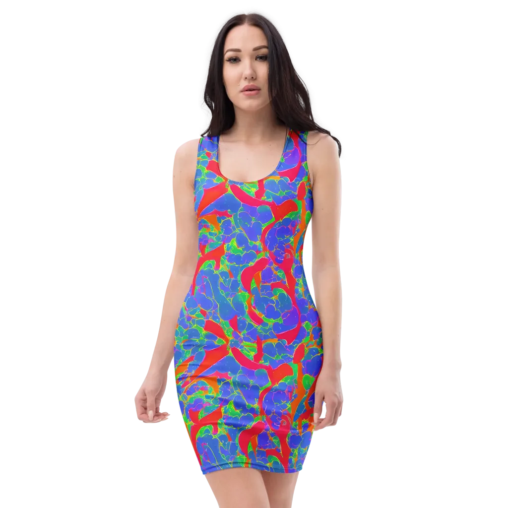 Ultraviolet Shards on Bodycon Dress — Front