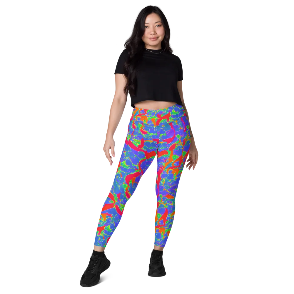 Ultraviolet Shards on Leggings with Pockets — Front