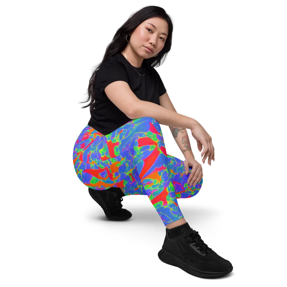 Ultraviolet Shards on Leggings with Pockets — Right Front