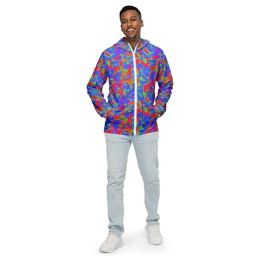 Ultraviolet Shards on a Men's Windbreaker