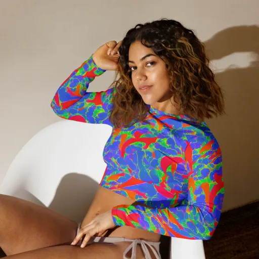 Ultraviolet Shards on a Long Sleeve Crop Top