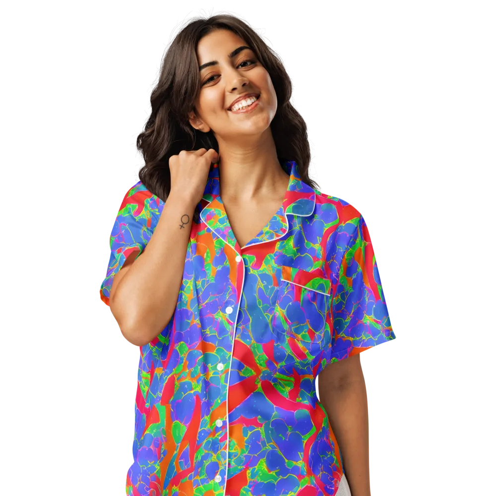 Ultraviolet Shards on Women's Short Sleeve Pajama Top — Front