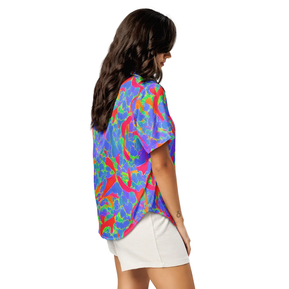 Ultraviolet Shards on Women's Short Sleeve Pajama Top — Right Back