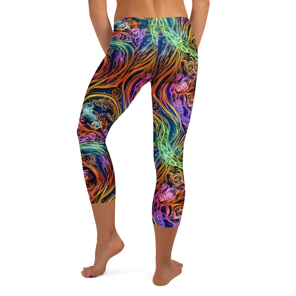 Nightfire Swirl on Capri Leggings — Back