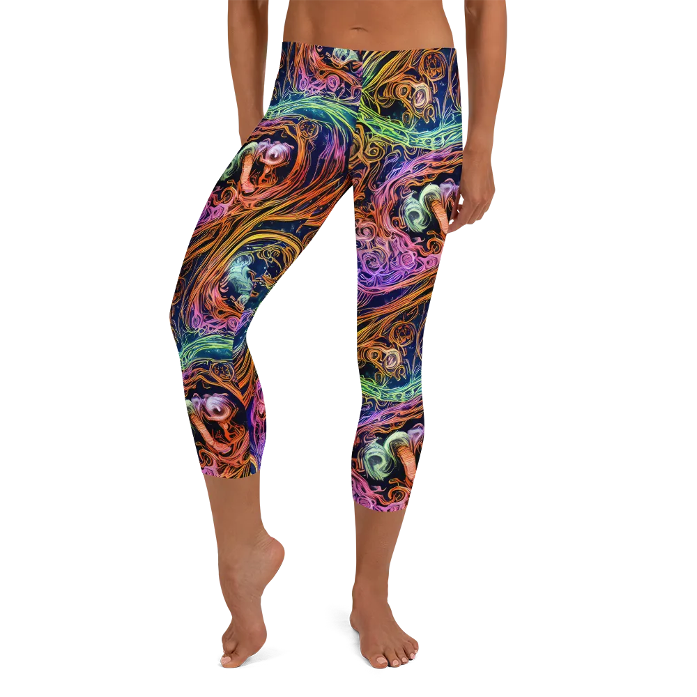 Nightfire Swirl on Capri Leggings — Front